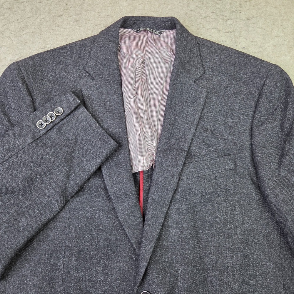 Saks Fifth Avenue Blazer Mens 42R Charcoal Gray Excellent Wool Blend 2-Button